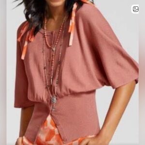 CAbi Button Up Kimono Cardigan In Brick Dust Style Number 5284